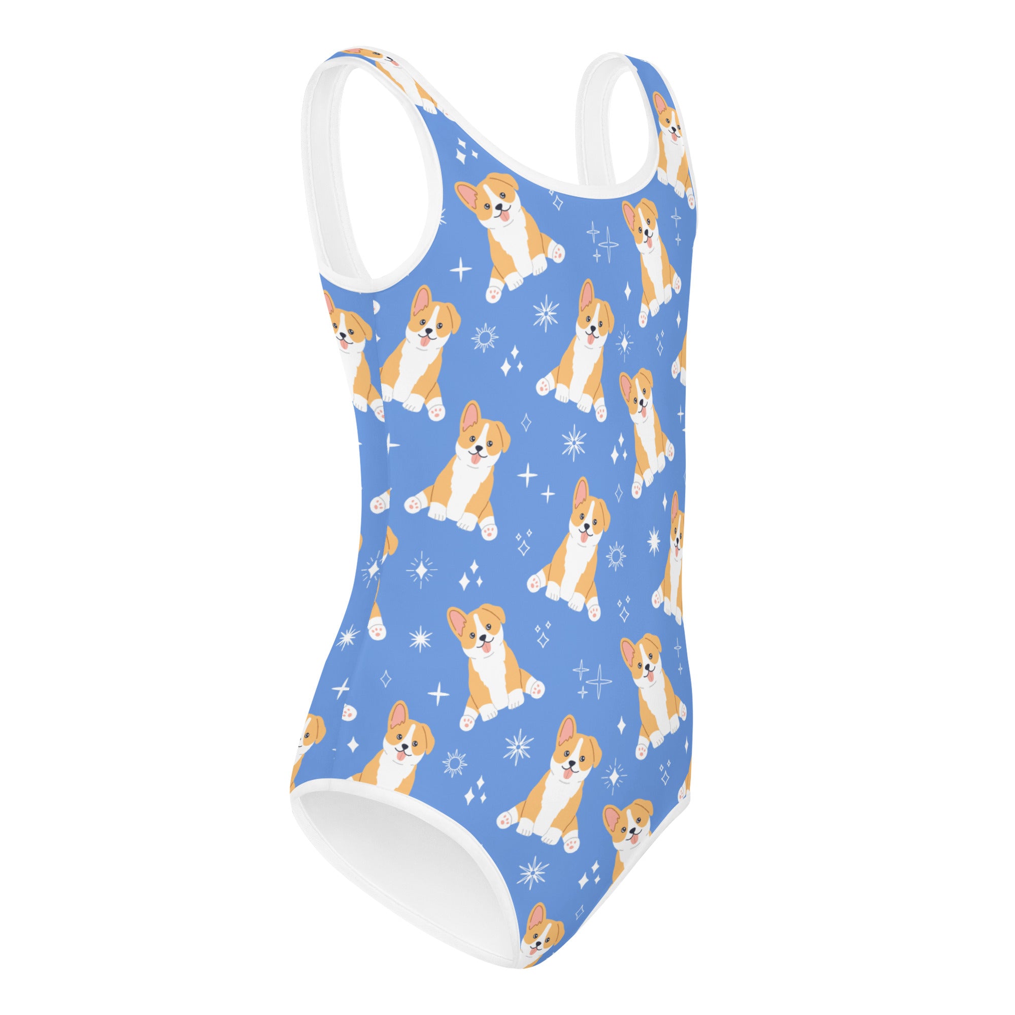 Girls Blue Corgi Buttery Soft Leotard - Quick Drying For Dance and Gymnastics