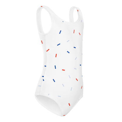 Girls Red White and Blue Confetti USA Buttery Soft Leotard