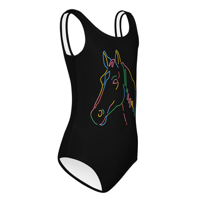 Girls Colorful Horse Outline Buttery Soft Leotard