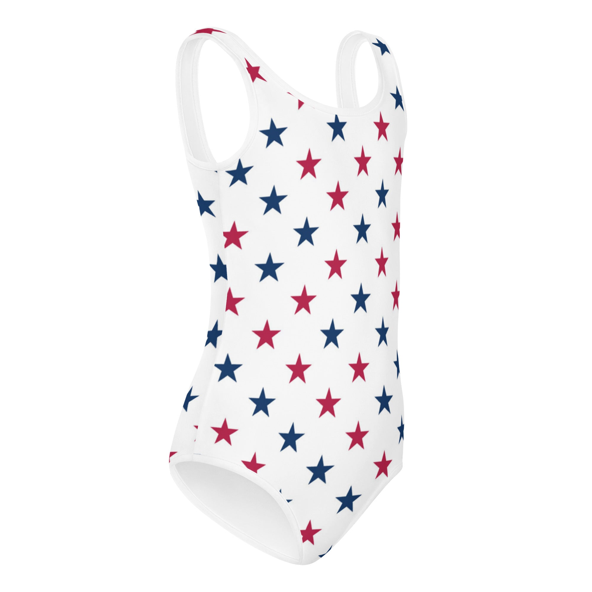 Girls Red and Blue Stars Buttery Soft Leotard - Quick Drying For Dance and Gymnastics