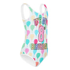 Girls Rainbow Balloon Custom Age It's My Birthday Leotard - Quick Drying For Dance and Gymnastics