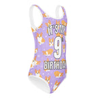 Girls Purple Corgi Dog Custom Age It's My Birthday Buttery Soft Leotard - Quick Drying For Dance and Gymnastics