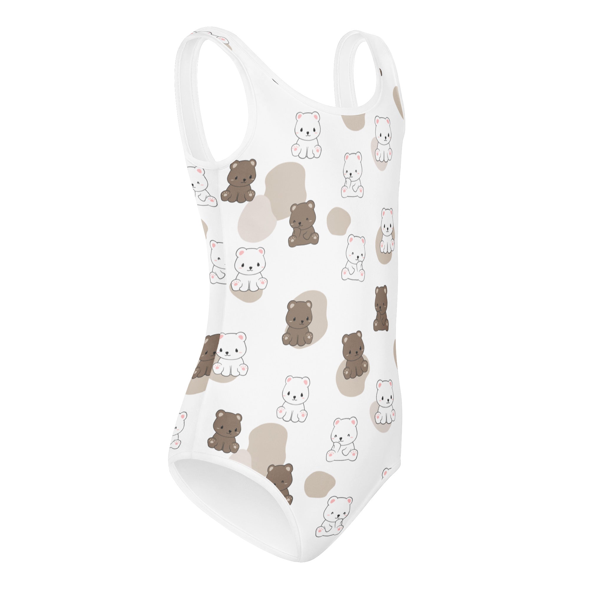 White girls kawaii bear buttery soft quick drying leotard with cartoon bear pattern for dance and gymnastics