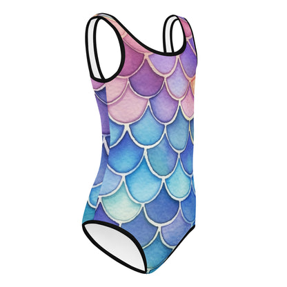 Girls Watercolor Mermaid Scale Buttery Soft Leotard - Quick Drying For Dance and Gymnastics