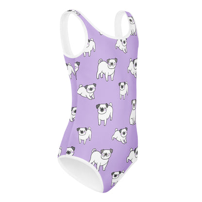 Girls Purple Pug Buttery Soft Leotard - Quick Drying For Dance and Gymnastics