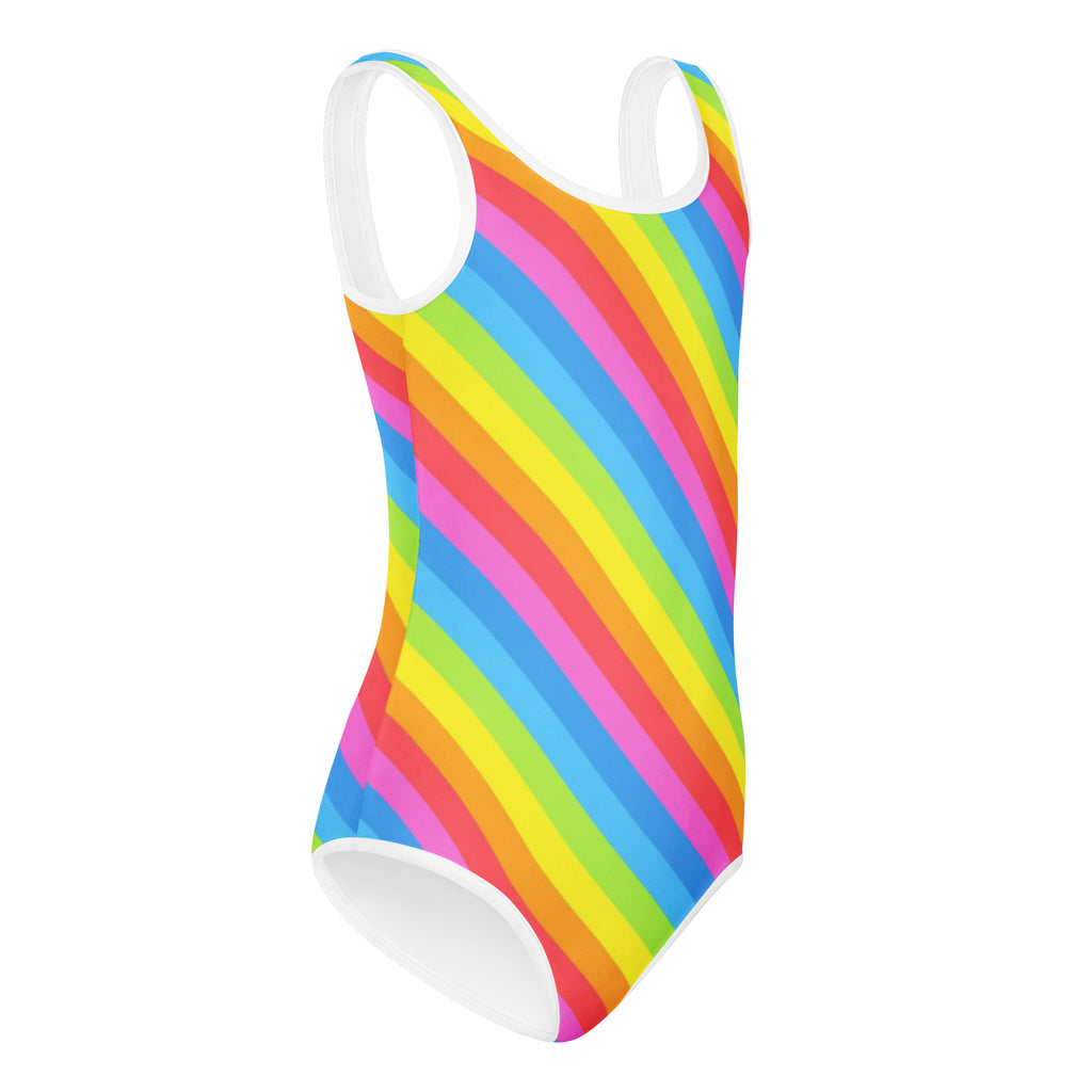 Girls Rainbow Stripe Buttery Soft Leotard - Quick Drying For Dance and Gymnastics