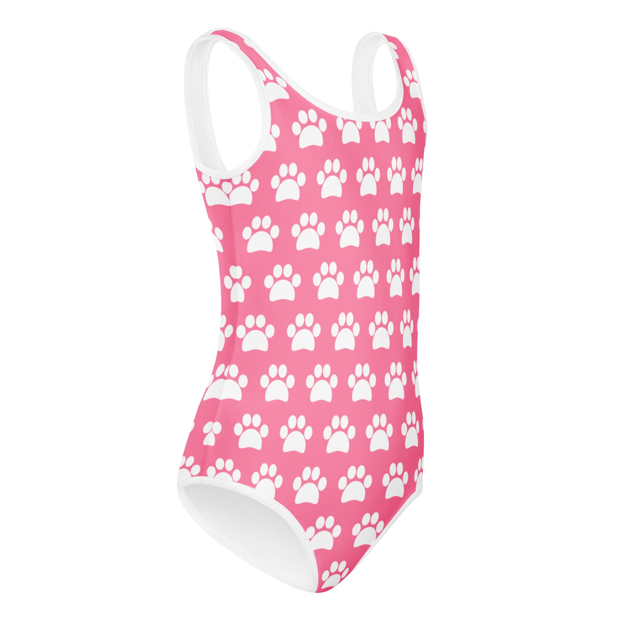 Girls Pink Paw Print Buttery Soft Leotard - Quick Drying For Dance and Gymnastics