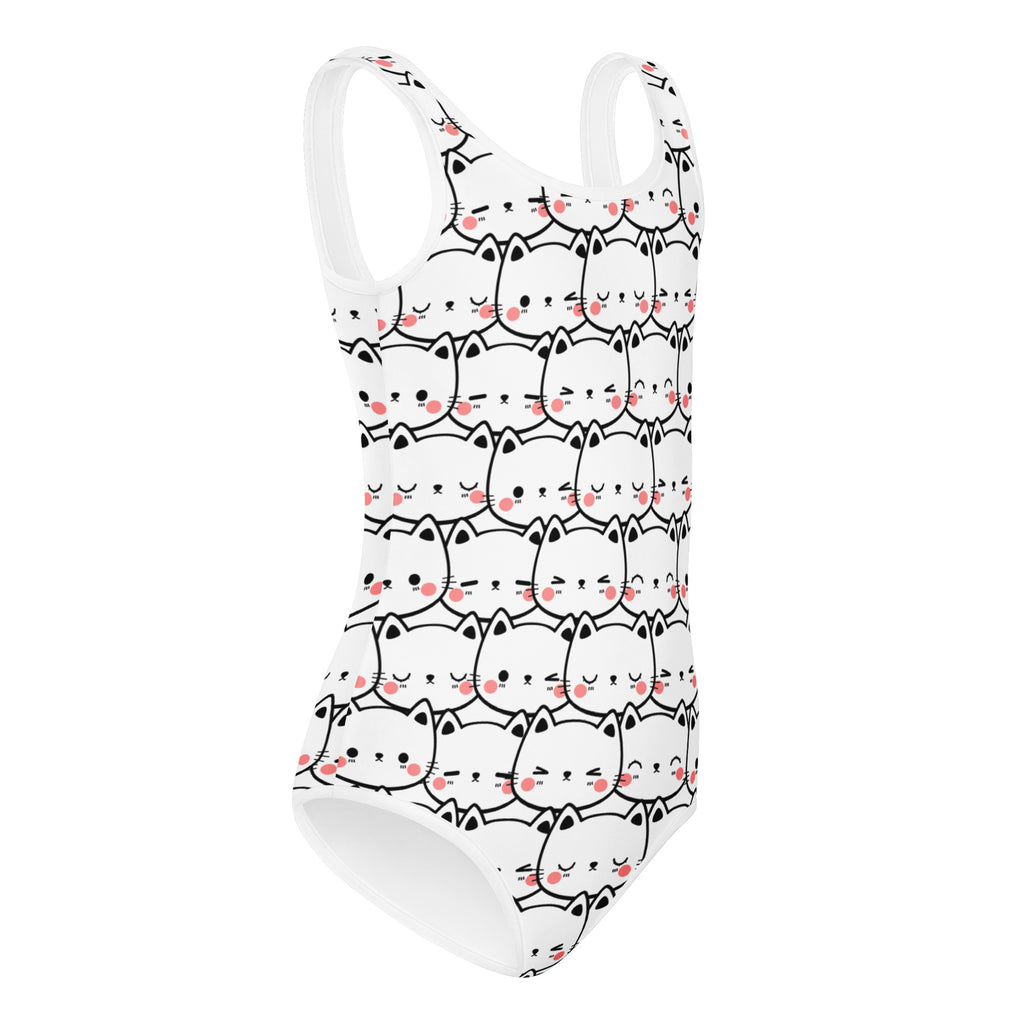 Girls Cute Cat Faces Buttery Soft Leotard - Quick Drying For Dance and Gymnastics