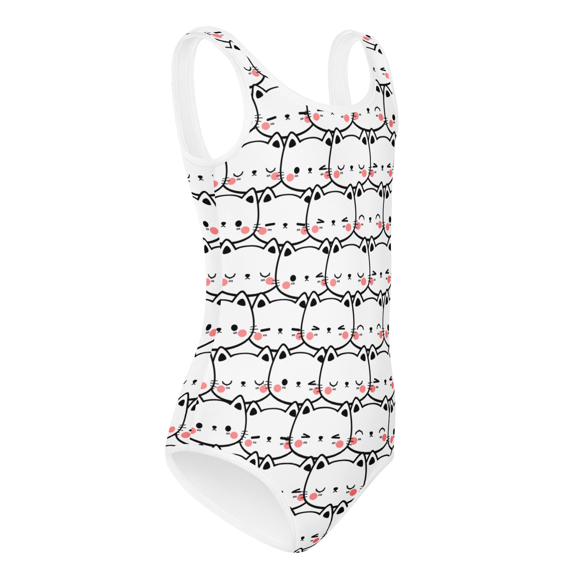 Girls Cute Cat Faces Buttery Soft Leotard - Quick Drying For Dance and Gymnastics