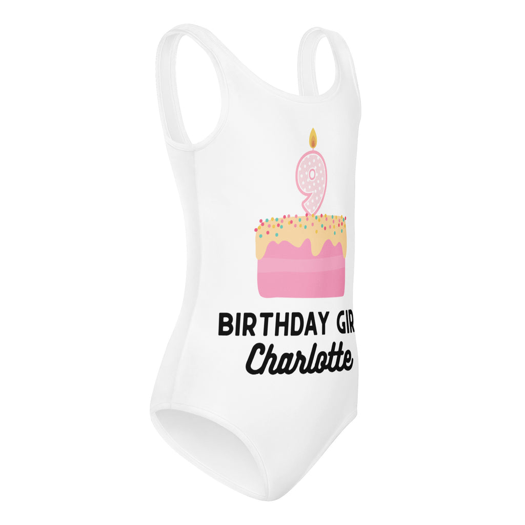 Birthday Girl Custom Name & Age Cake Candle Buttery Soft Leotard - Quick Drying For Dance and Gymnastics