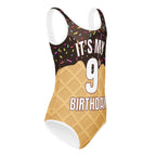Girls Chocolate Ice Cream Cone Custom Age It's My Birthday Leotard - Quick Drying For Dance and Gymnastics