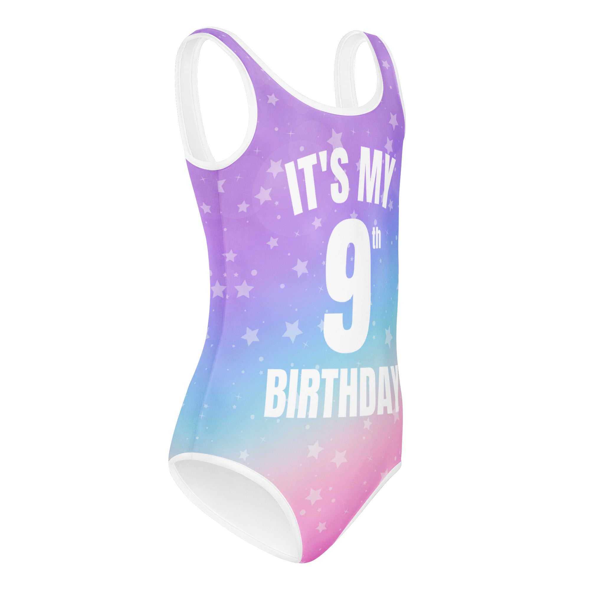 Girls Rainbow Stars Custom Age It's My Birthday Leotard - Quick Drying For Dance and Gymnastics