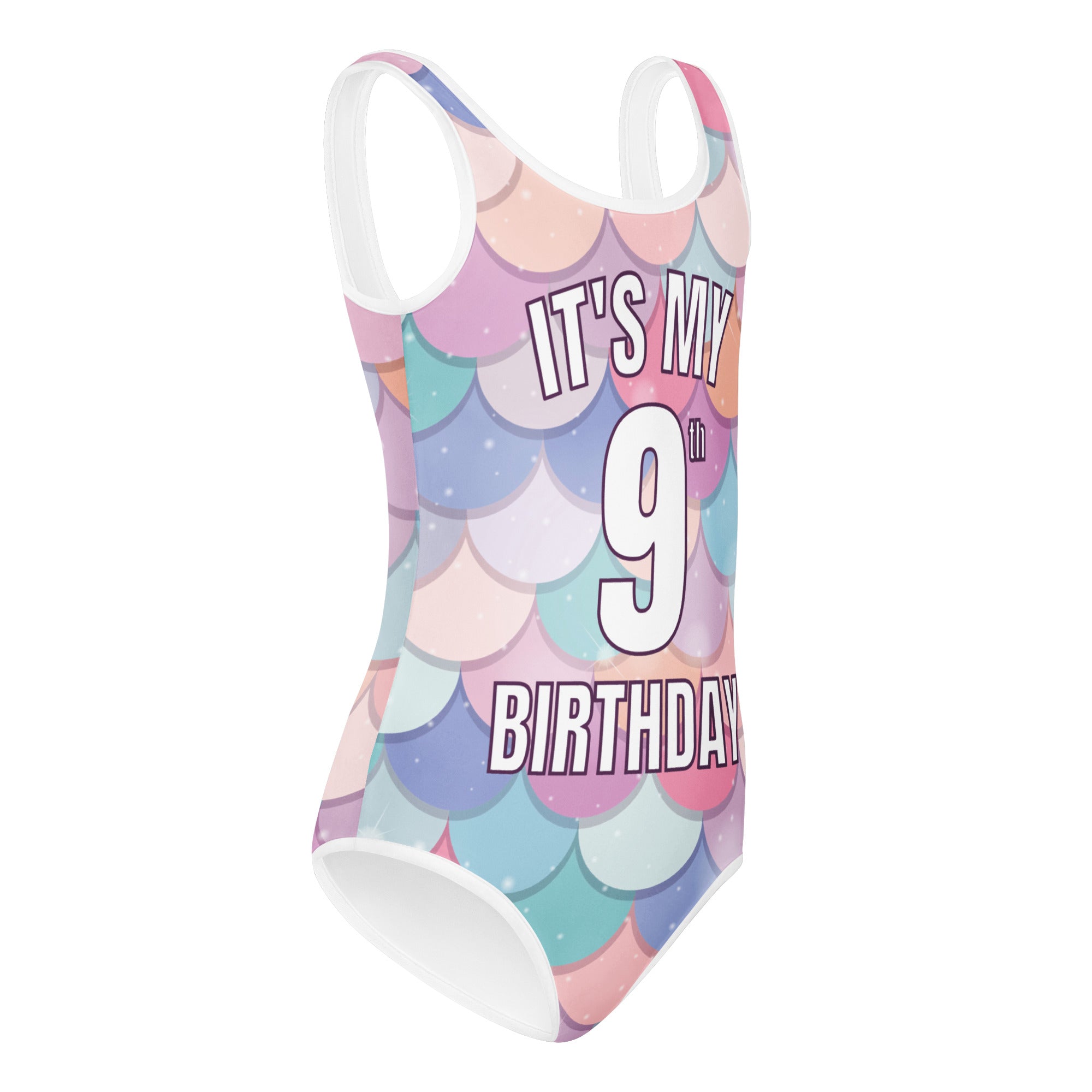 Girls Rainbow Mermaid Custom Age It's My Birthday Leotard - Quick Drying For Dance and Gymnastics