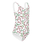Girls Red & Green Candy Cane Christmas Buttery Soft Leotard - Quick Drying For Dance and Gymnastics