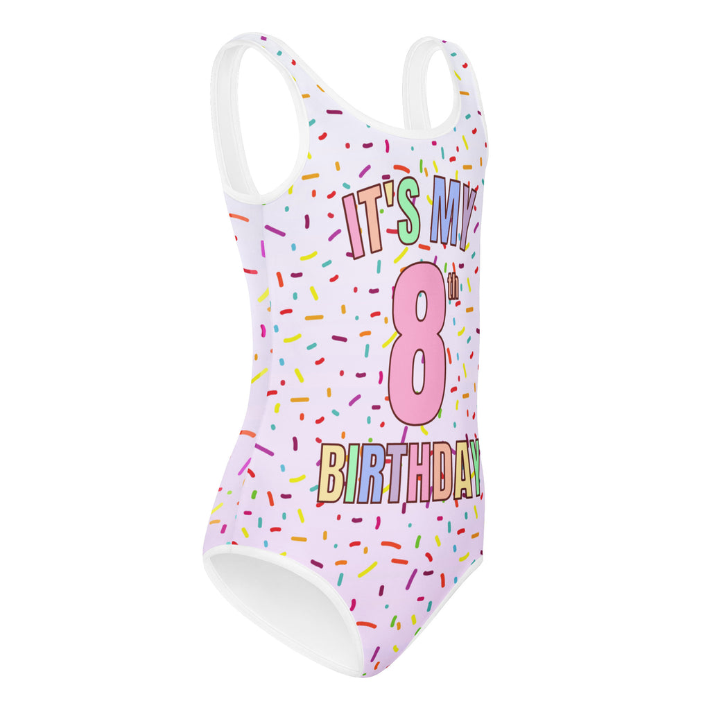 Girls Rainbow Sprinkles Custom Age It's My Birthday Buttery Soft Leotard - Quick Drying For Dance and Gymnastics 