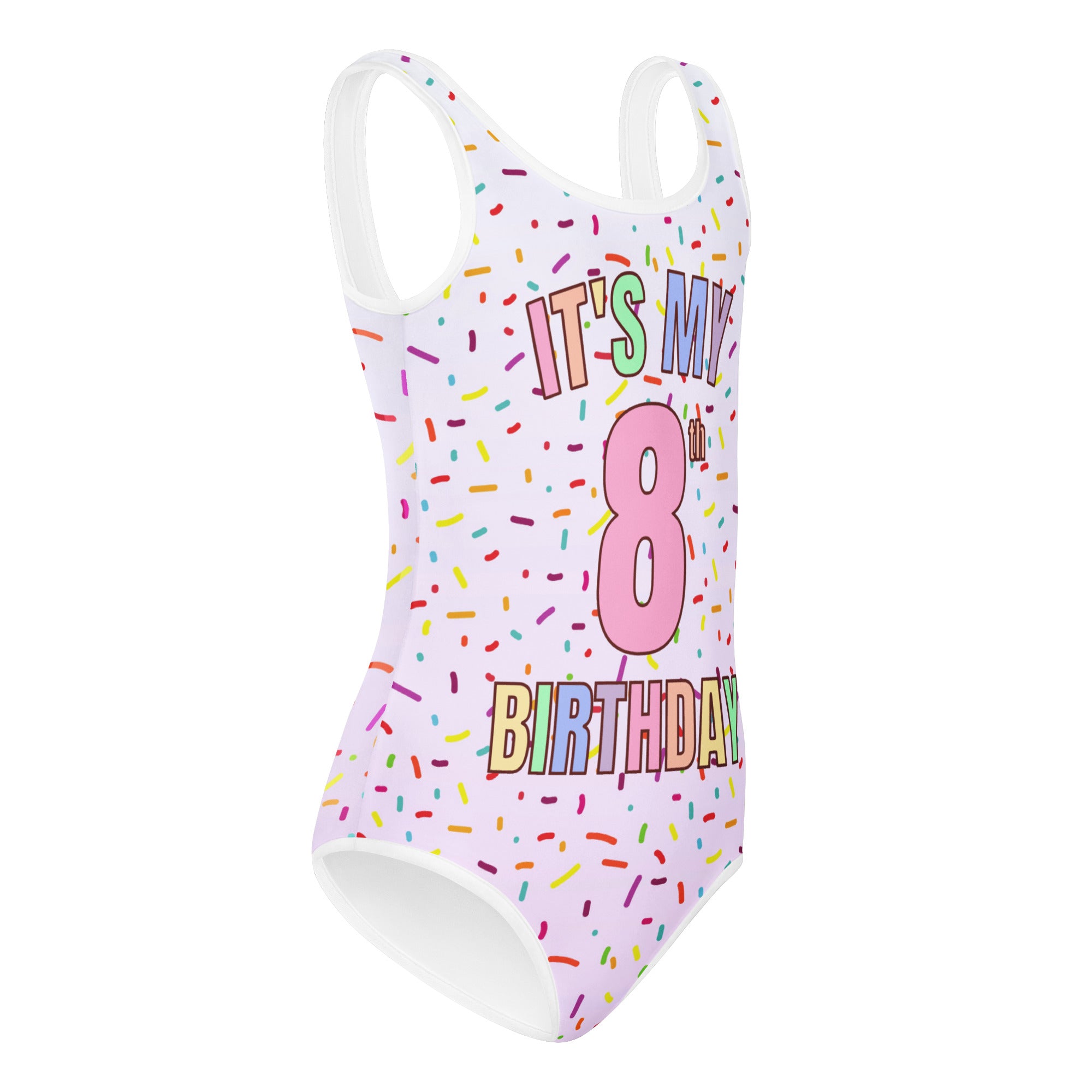 Girls Rainbow Sprinkles Custom Age It's My Birthday Buttery Soft Leotard - Quick Drying For Dance and Gymnastics 
