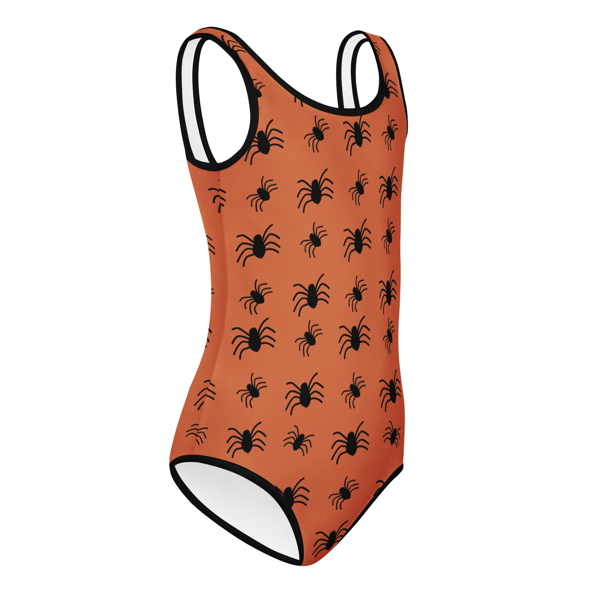 Girls Orange Spider Halloween Leotard – Buttery-Soft, Quick-Dry 4-Way Stretch Comfort for Dance & Gymnastics