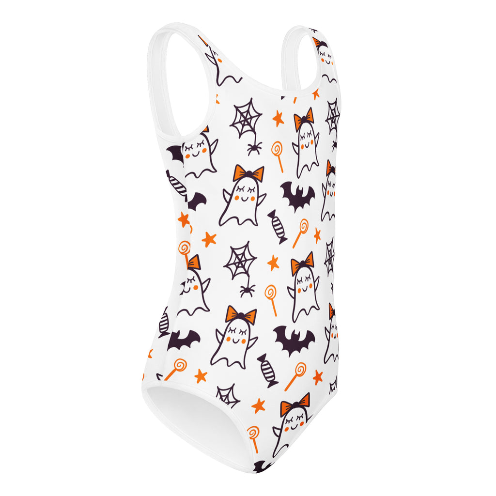 Girls Cute Ghost Halloween Leotard – Buttery-Soft, Quick-Dry 4-Way Stretch Comfort for Dance & Gymnastics