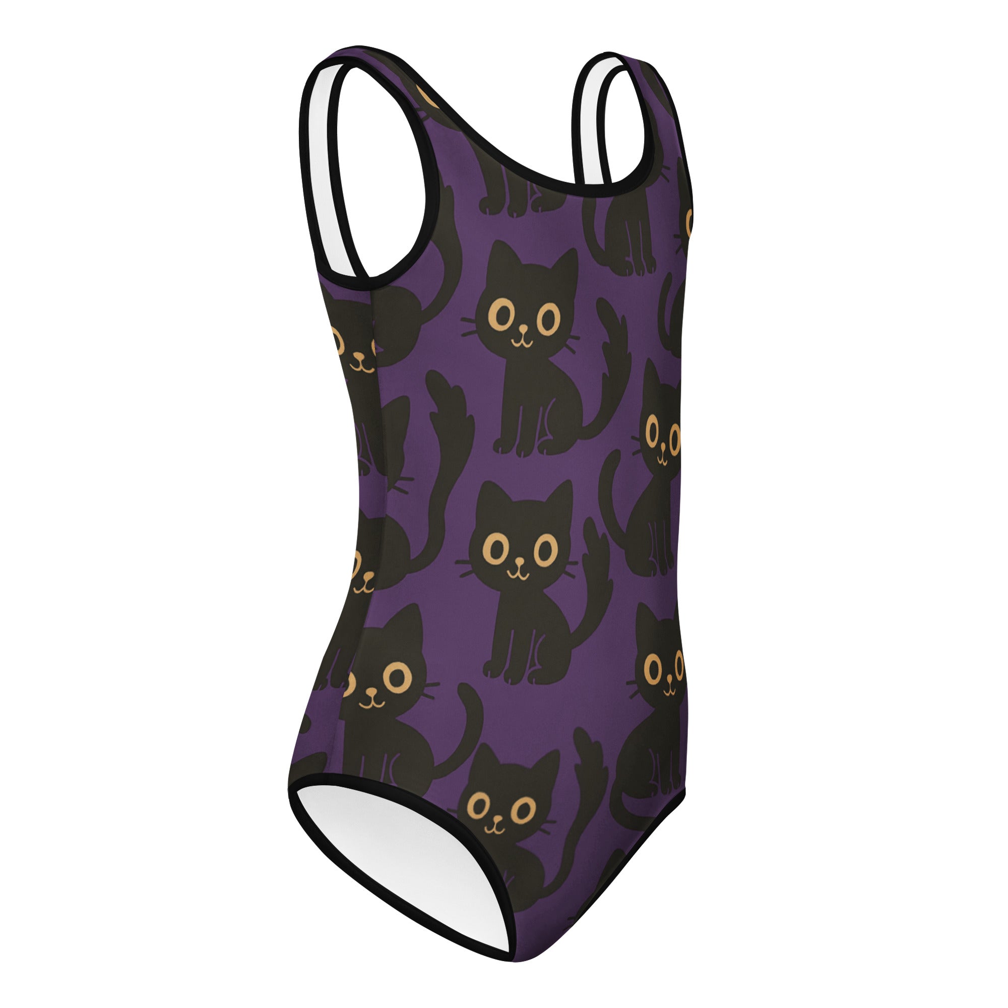Girls Black Cat Halloween Leotard – Buttery-Soft, Quick-Dry 4-Way Stretch Comfort for Dance & Gymnastics