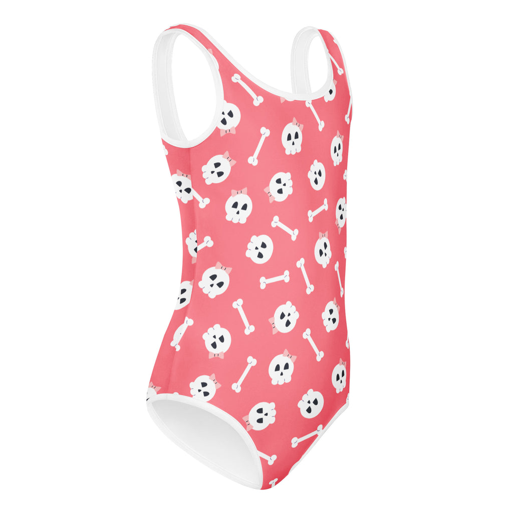 Girls Pink Skulls Halloween Leotard – Buttery-Soft, Quick-Dry 4-Way Stretch Comfort for Dance & Gymnastics