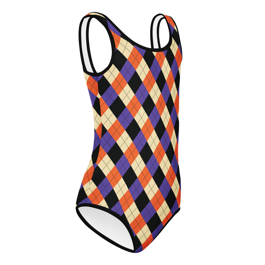 Girls Halloween Argyle Leotard – Buttery-Soft, Quick-Dry 4-Way Stretch Comfort for Dance & Gymnastics