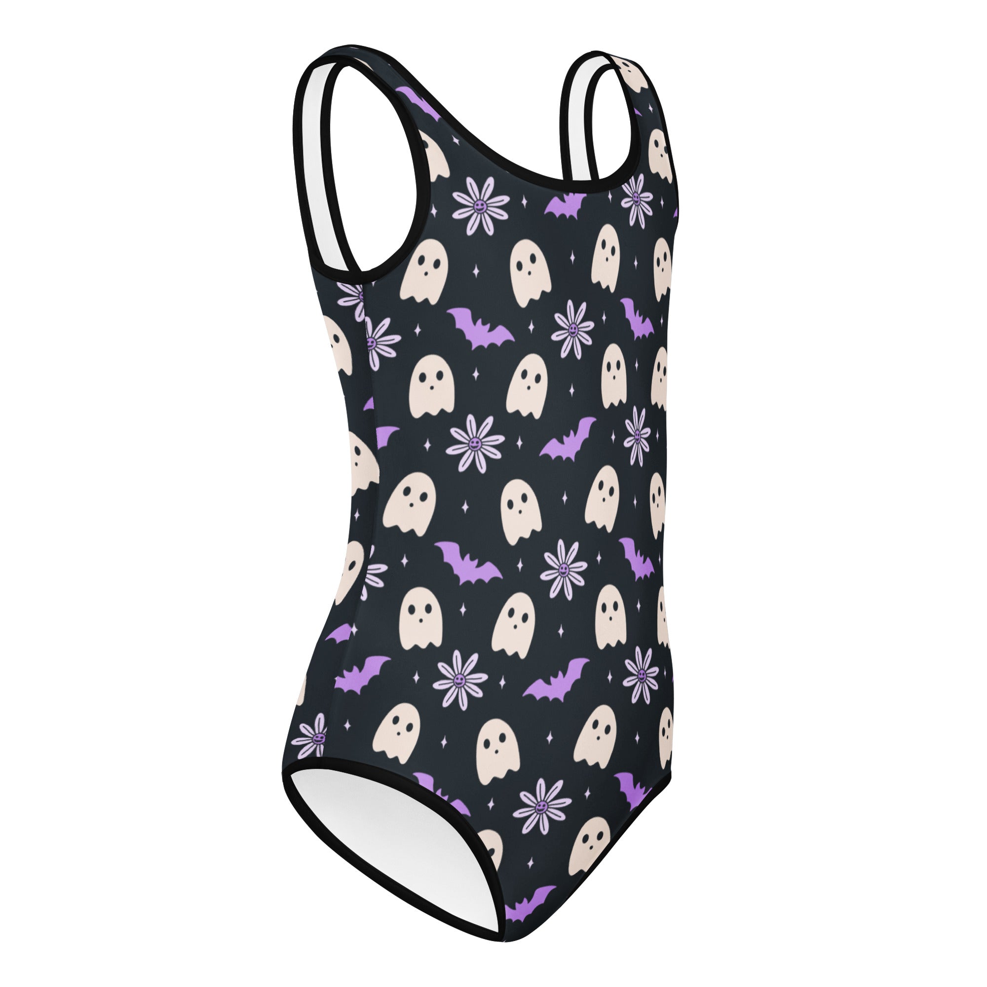 Girls Purple Floral Halloween Leotard – Buttery-Soft, Quick-Dry 4-Way Stretch Comfort for Dance & Gymnastics