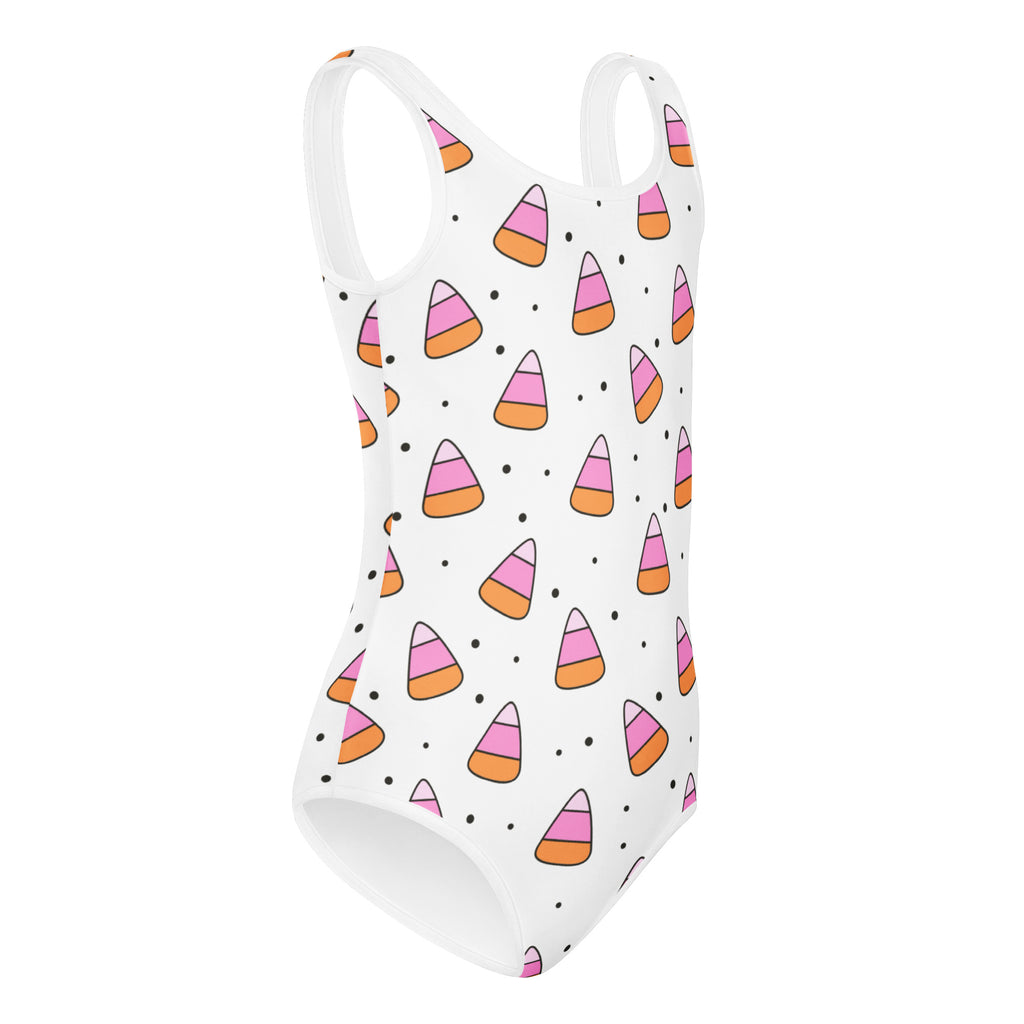 Girls White Candy Corn Halloween Leotard – Buttery-Soft, Quick-Dry 4-Way Stretch Comfort for Dance & Gymnastics