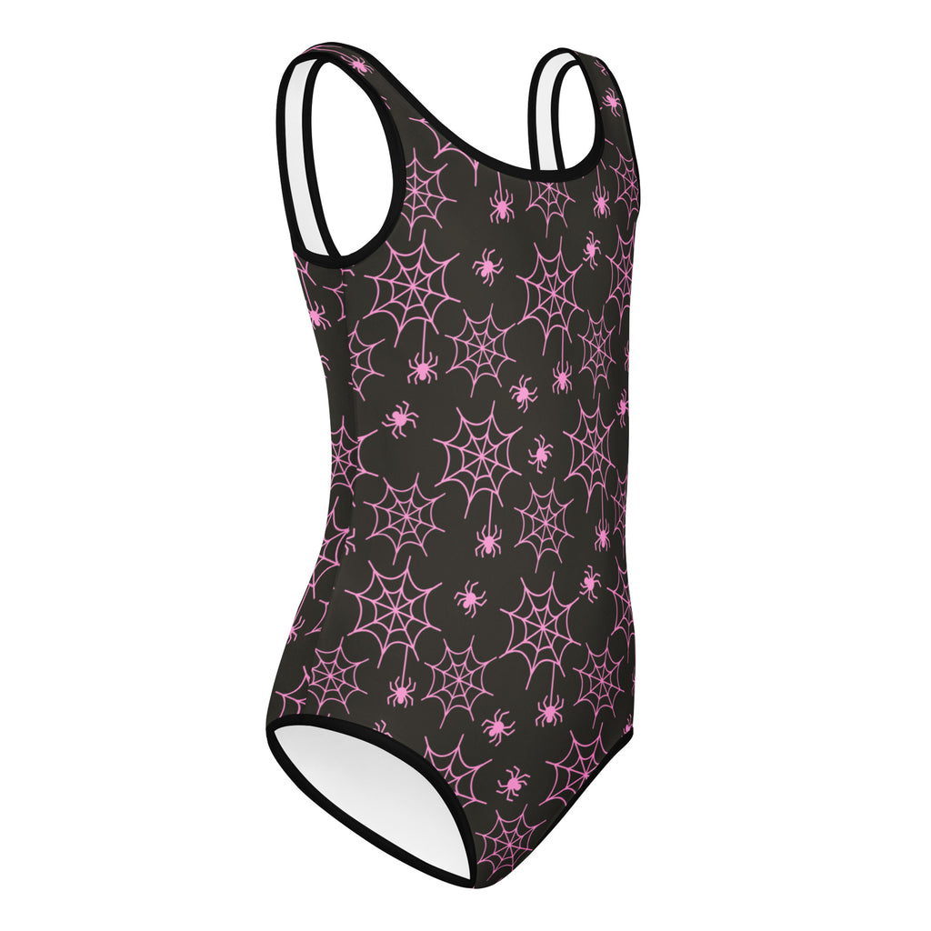 Girls Pink Spider Web Halloween Leotard – Buttery-Soft, Quick-Dry 4-Way Stretch Comfort for Dance & Gymnastics