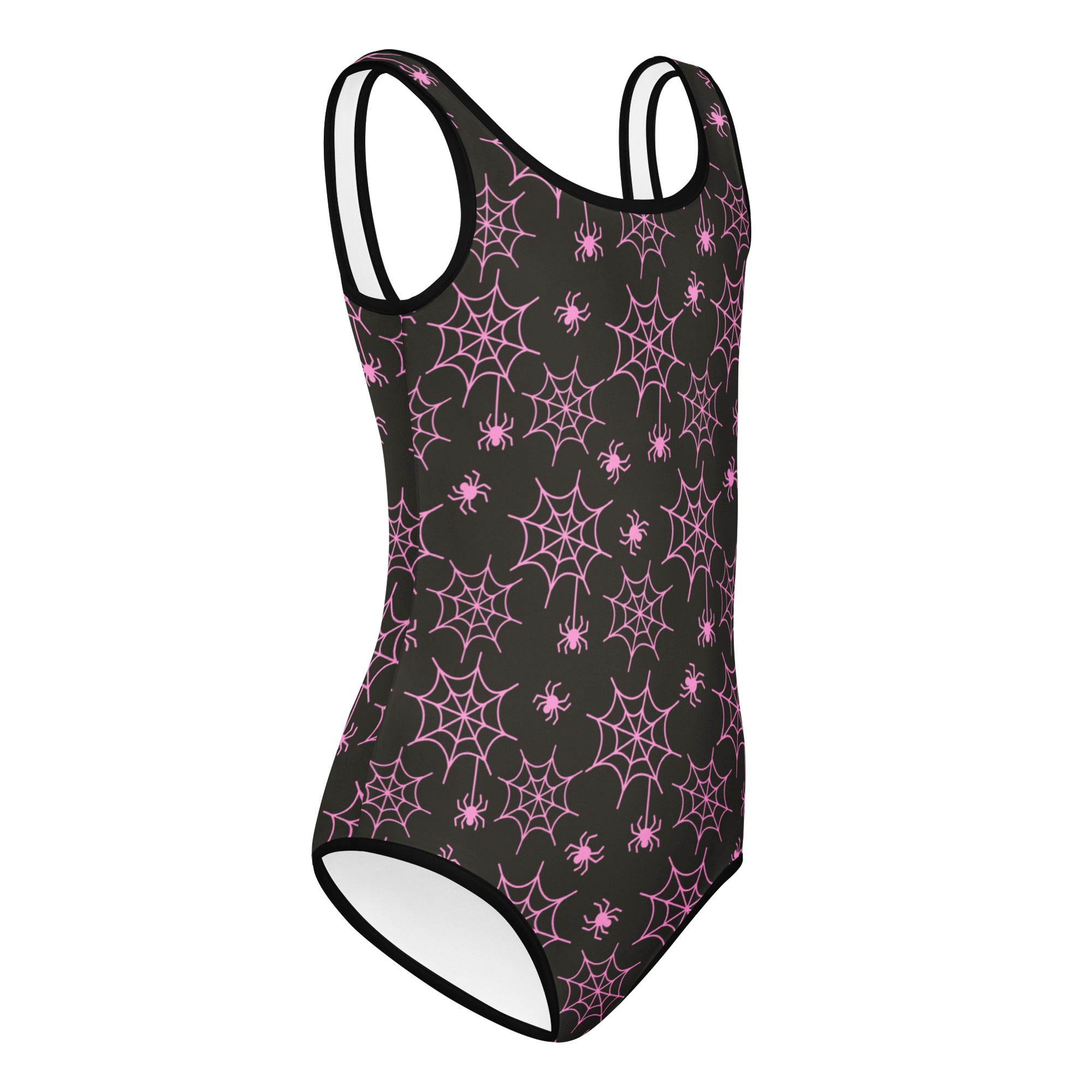 Girls Pink Spider Web Halloween Leotard – Buttery-Soft, Quick-Dry 4-Way Stretch Comfort for Dance & Gymnastics