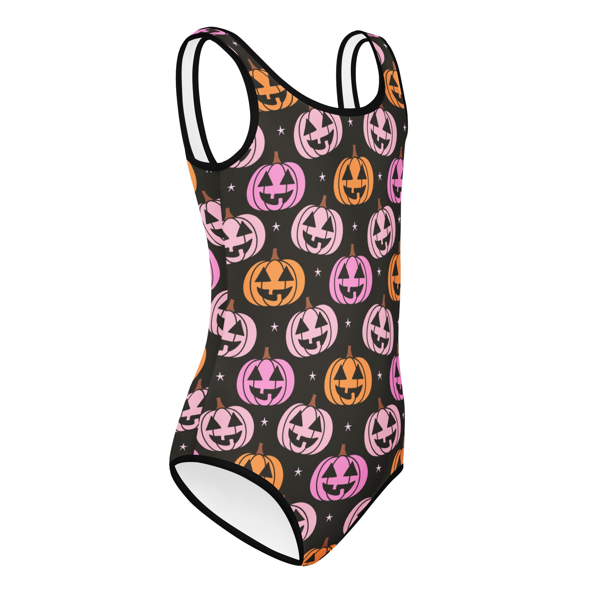 Girls Pink & Orange Pumpkin Halloween Leotard – Buttery-Soft, Quick-Dry 4-Way Stretch Comfort for Dance & Gymnastics