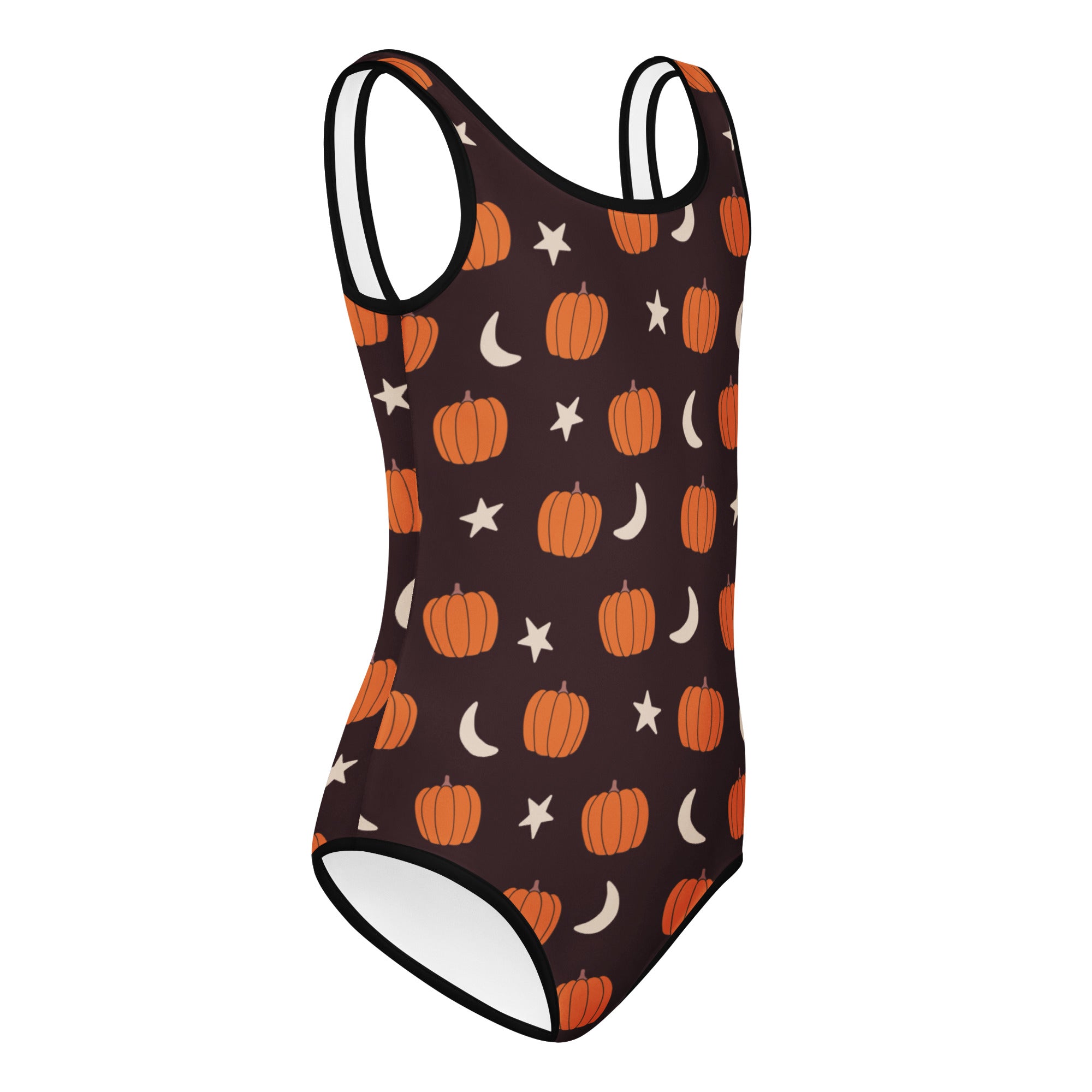 Girls Orange Pumpkin Moon Halloween Leotard – Buttery-Soft, Quick-Dry 4-Way Stretch Comfort for Dance & Gymnastics