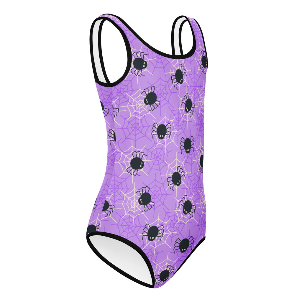 Girls Purple Spider Web Halloween Leotard – Buttery-Soft, Quick-Dry 4-Way Stretch Comfort for Dance & Gymnastics