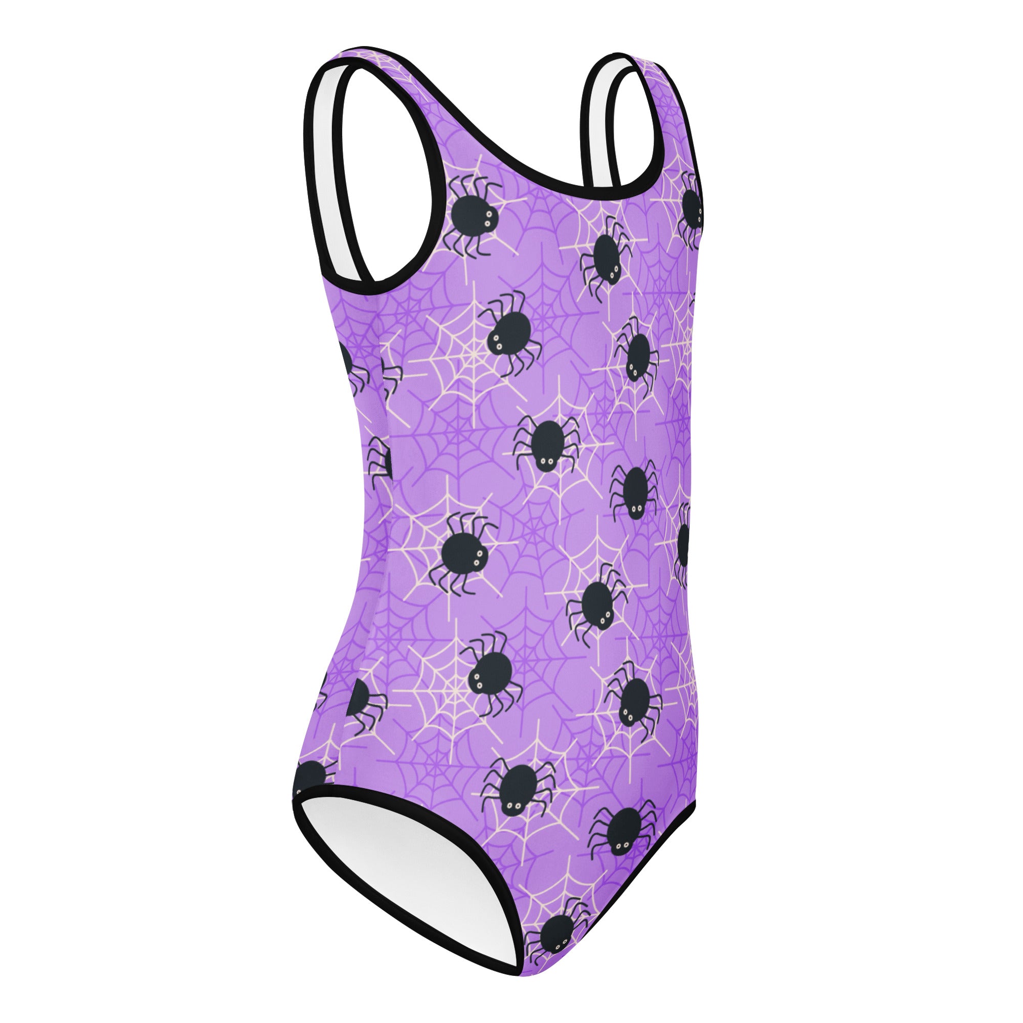 Girls Purple Spider Web Halloween Leotard – Buttery-Soft, Quick-Dry 4-Way Stretch Comfort for Dance & Gymnastics
