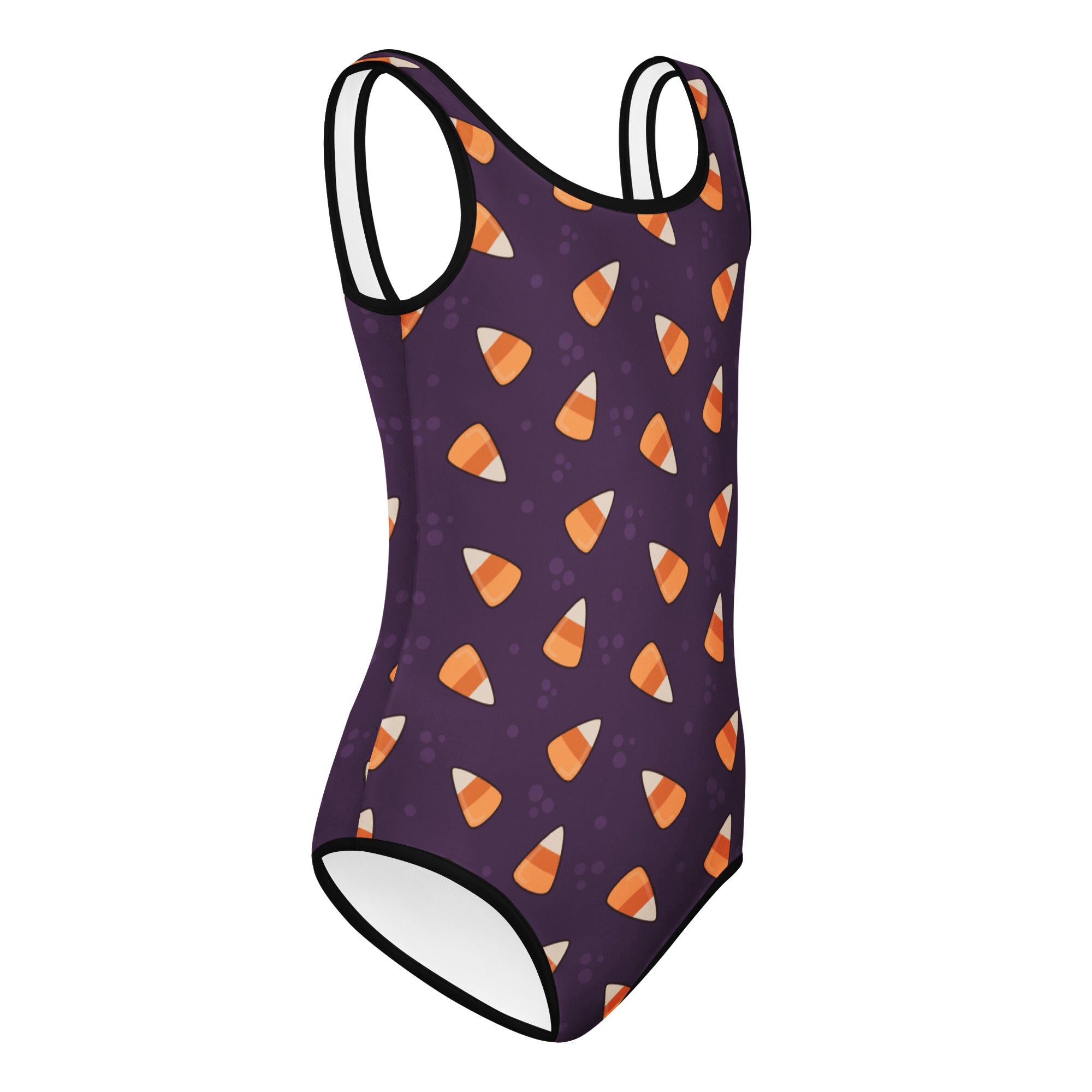 Girls Purple Candy Corn Halloween Themed Leotard – Buttery-Soft, Quick-Dry 4-Way Stretch Comfort for Dance & Gymnastics