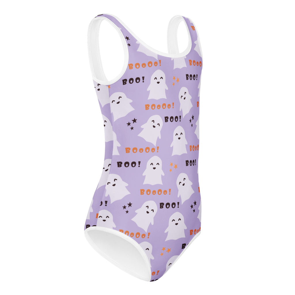 Girls Purple Ghost Halloween Leotard – Buttery-Soft, Quick-Dry 4-Way Stretch Comfort for Dance & Gymnastics