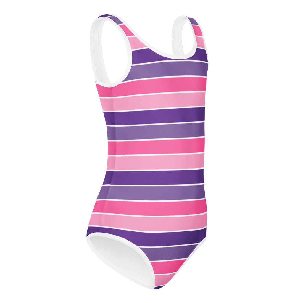 Girls Pink Purple Striped Leotard – Buttery-Soft, Quick-Dry 4-Way Stretch Comfort for Dance & Gymnastics