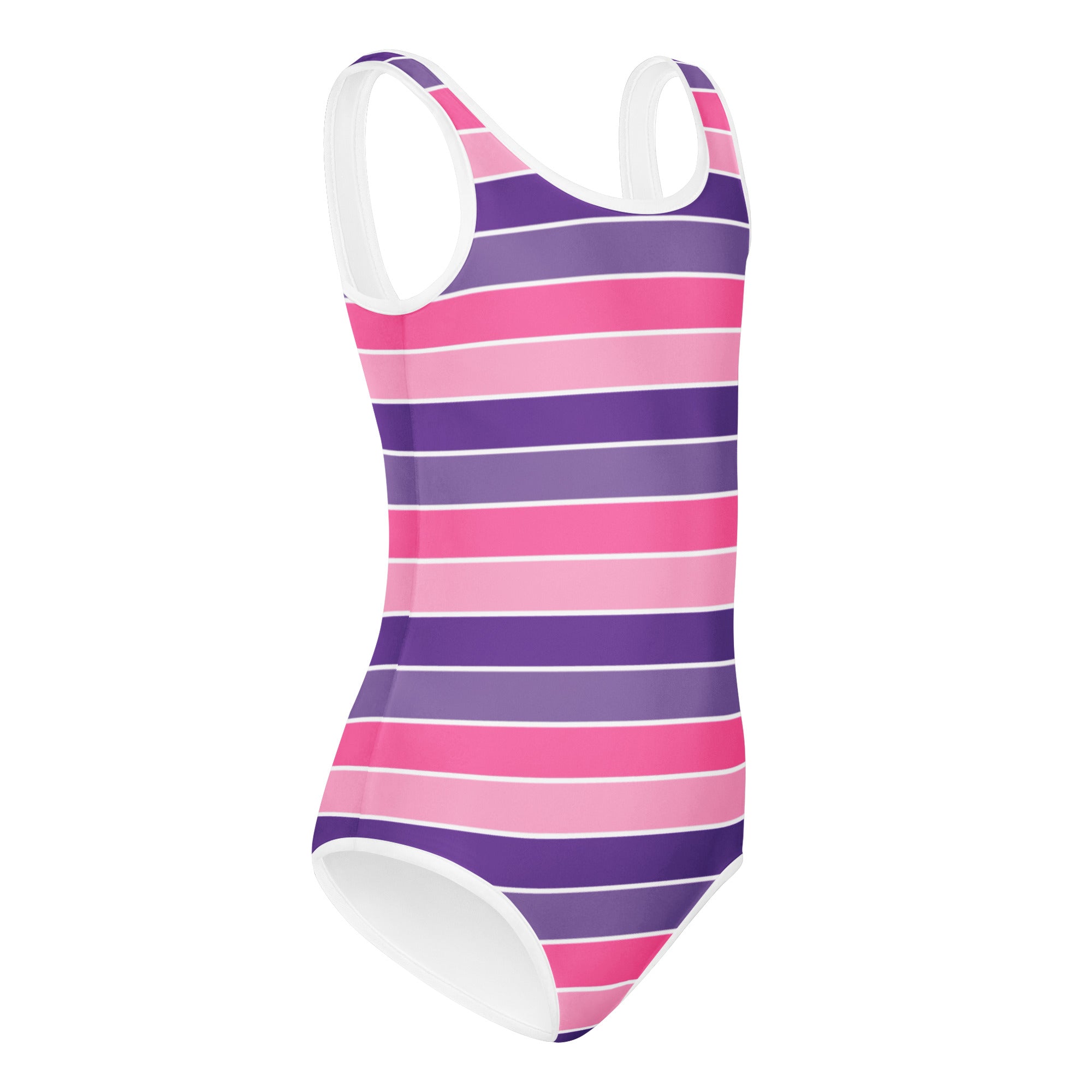 Girls Pink Purple Striped Leotard – Buttery-Soft, Quick-Dry 4-Way Stretch Comfort for Dance & Gymnastics