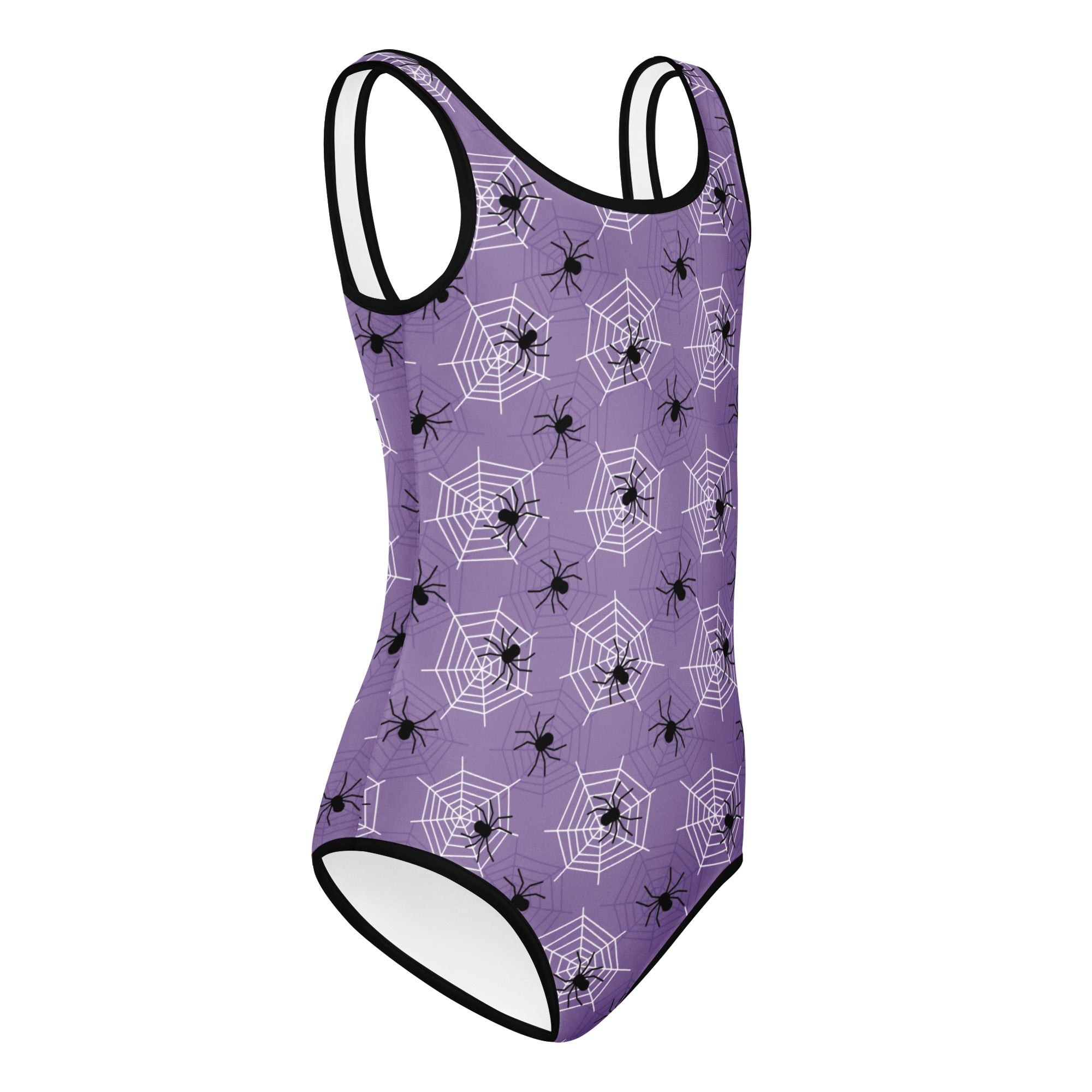 Girls Purple Spider Web Halloween Leotard – Buttery-Soft, Quick-Dry 4-Way Stretch Comfort for Dance & Gymnastics