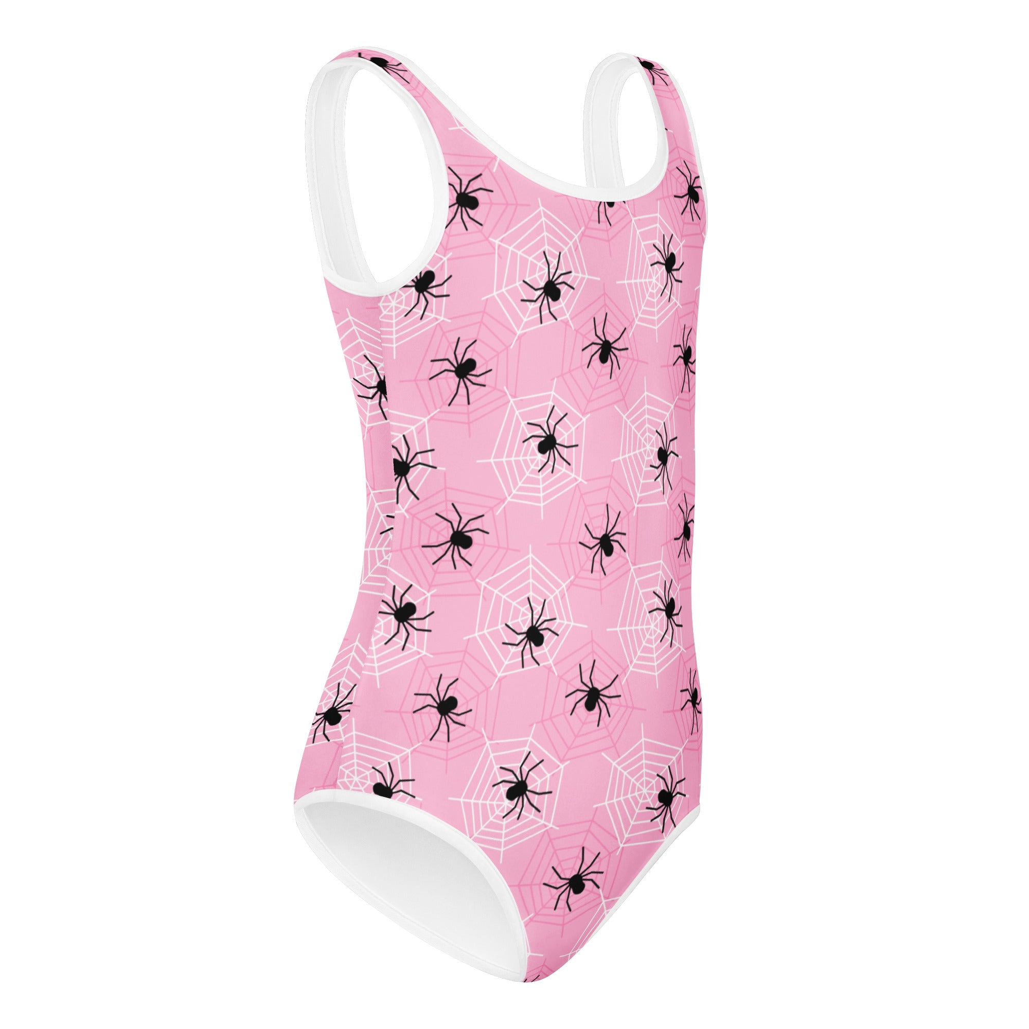 Girls Pink Spider Web Halloween Leotard – Buttery-Soft, Quick-Dry 4-Way Stretch Comfort for Dance & Gymnastics