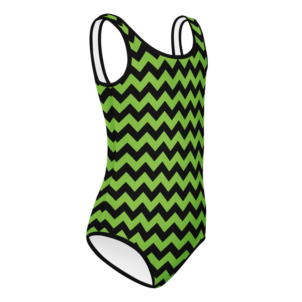 Girls Green Chevron Halloween Leotard – Buttery-Soft, Quick-Dry 4-Way Stretch Comfort for Dance & Gymnastics