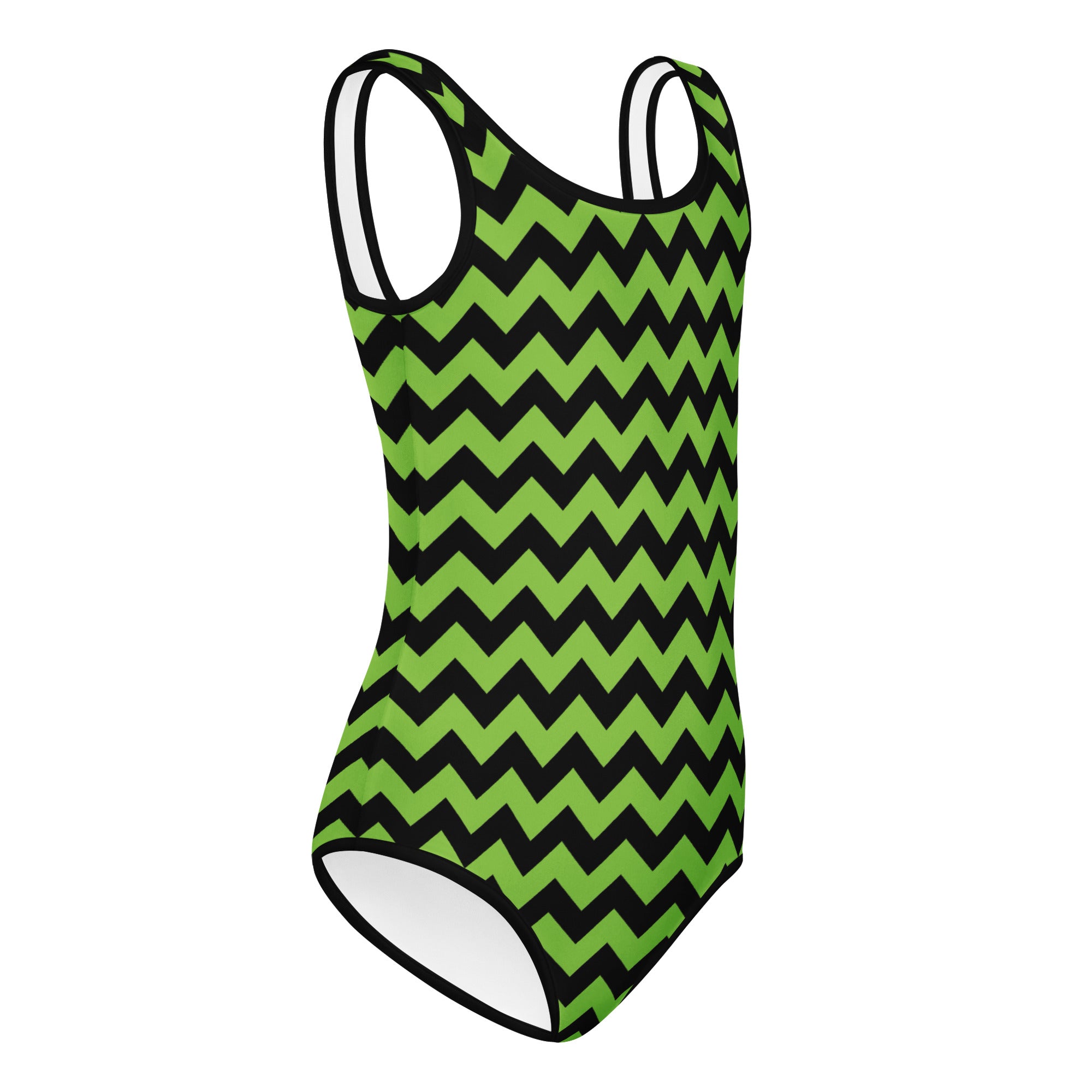 Girls Green Chevron Halloween Leotard – Buttery-Soft, Quick-Dry 4-Way Stretch Comfort for Dance & Gymnastics