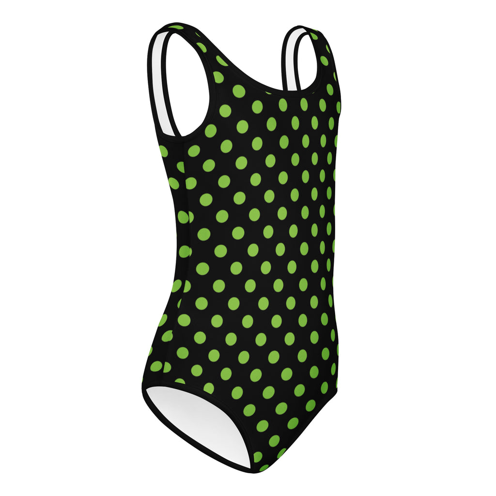 Girls Lime Green Polka Dot Halloween Leotard – Buttery-Soft, Quick-Dry 4-Way Stretch Comfort for Dance & Gymnastics