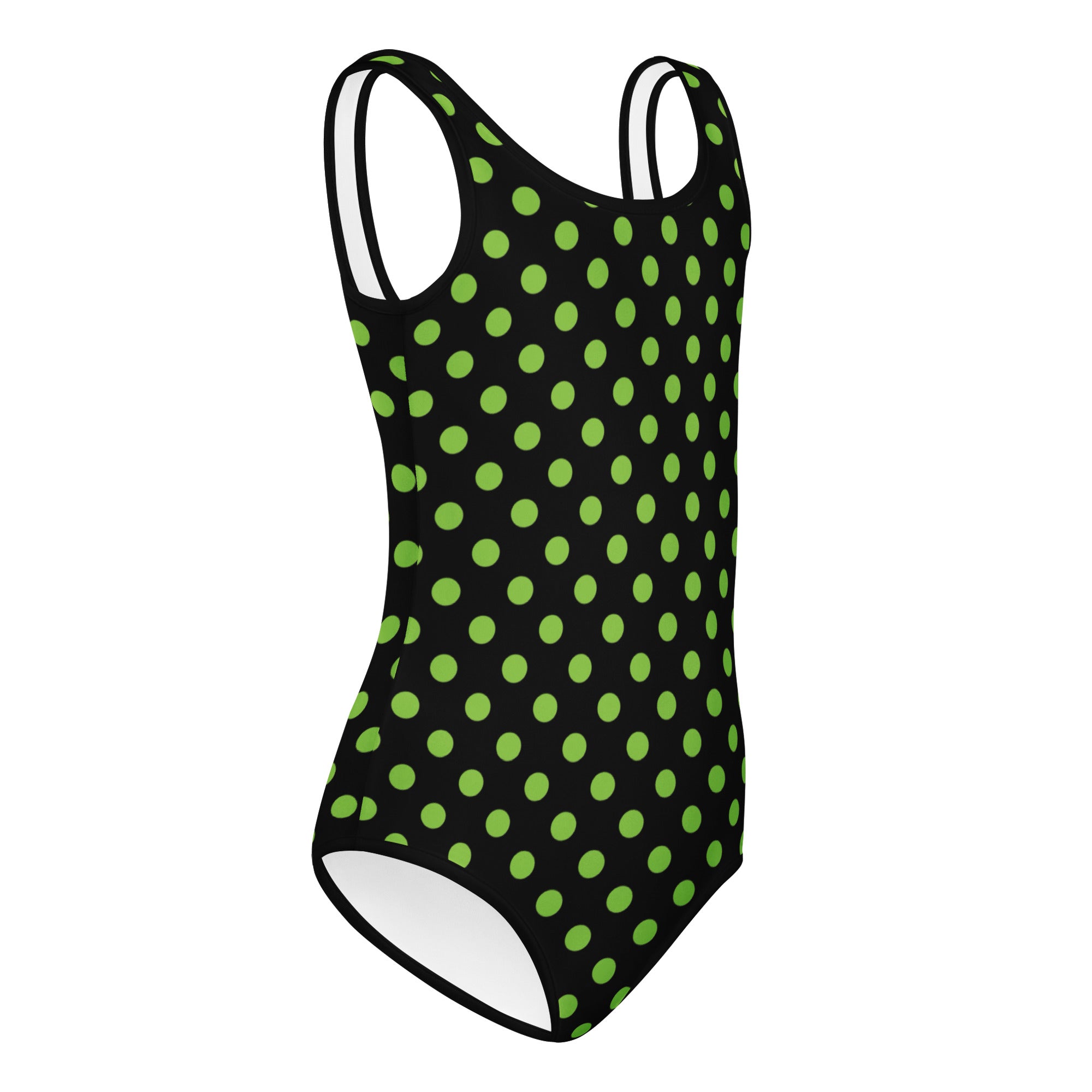 Girls Lime Green Polka Dot Halloween Leotard – Buttery-Soft, Quick-Dry 4-Way Stretch Comfort for Dance & Gymnastics