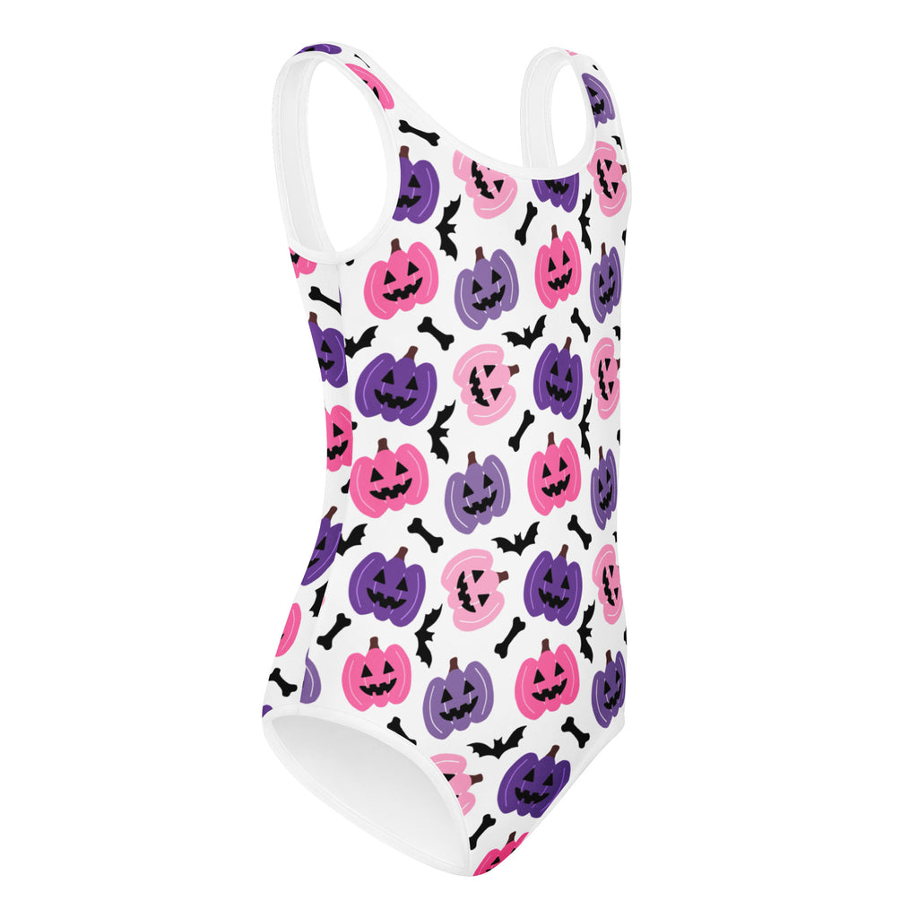 Girls Pink & Purple Pumpkin Halloween Leotard – Buttery-Soft, Quick-Dry 4-Way Stretch Comfort for Dance & Gymnastics