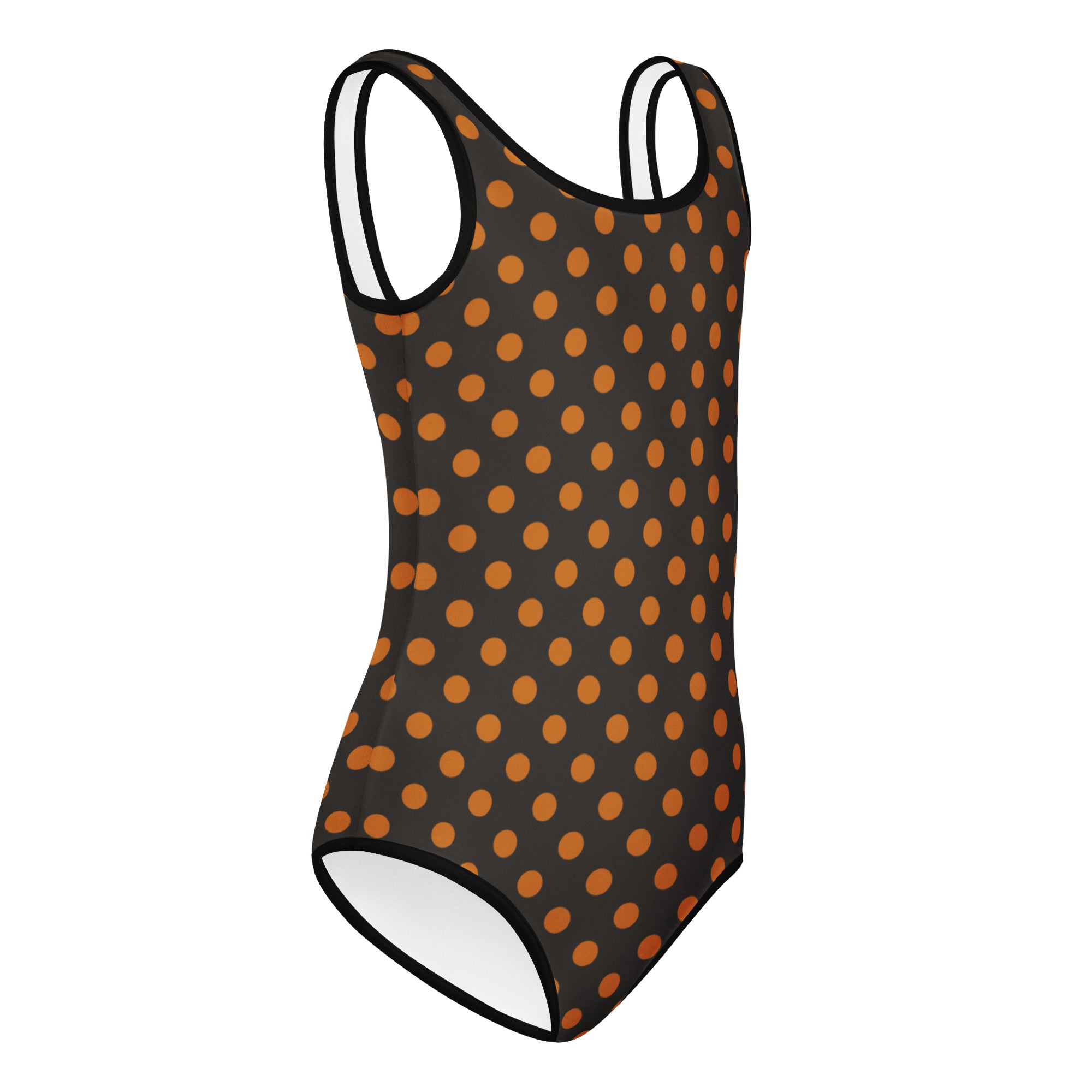 Girls Orange Polka Dot Halloween Leotard – Buttery-Soft, Quick-Dry 4-Way Stretch Comfort for Dance & Gymnastics