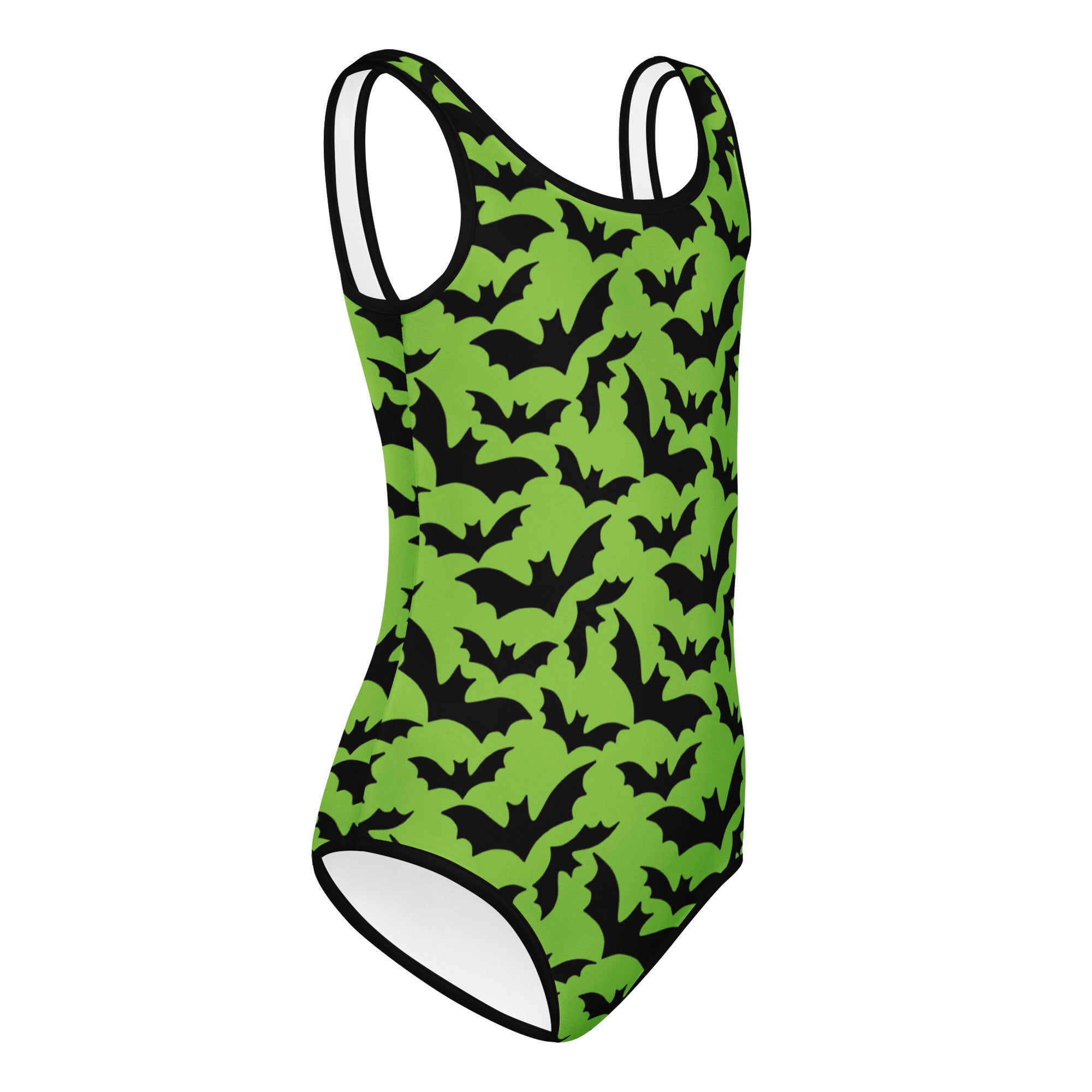 Girls Green Bat Themed Halloween Leotard – Buttery-Soft, Quick-Dry 4-Way Stretch Comfort for Dance & Gymnastics