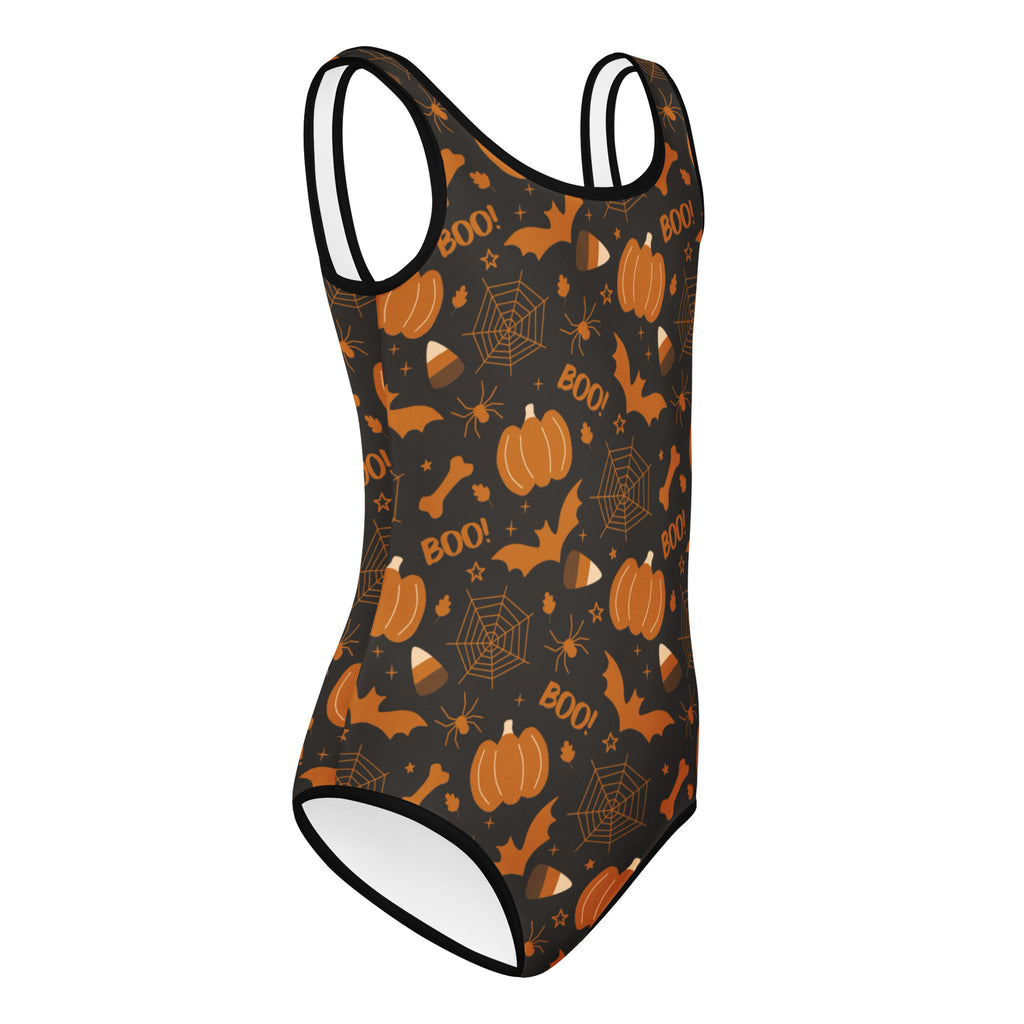 Girls Pumpkin Bat Halloween Leotard – Buttery-Soft, Quick-Dry 4-Way Stretch Comfort for Dance & Gymnastics