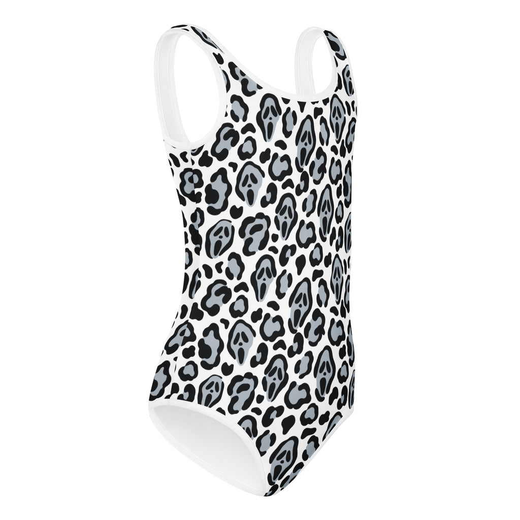 Girls Ghost Face Leopard Halloween Leotard – Buttery-Soft, Quick-Dry 4-Way Stretch Comfort for Dance & Gymnastics