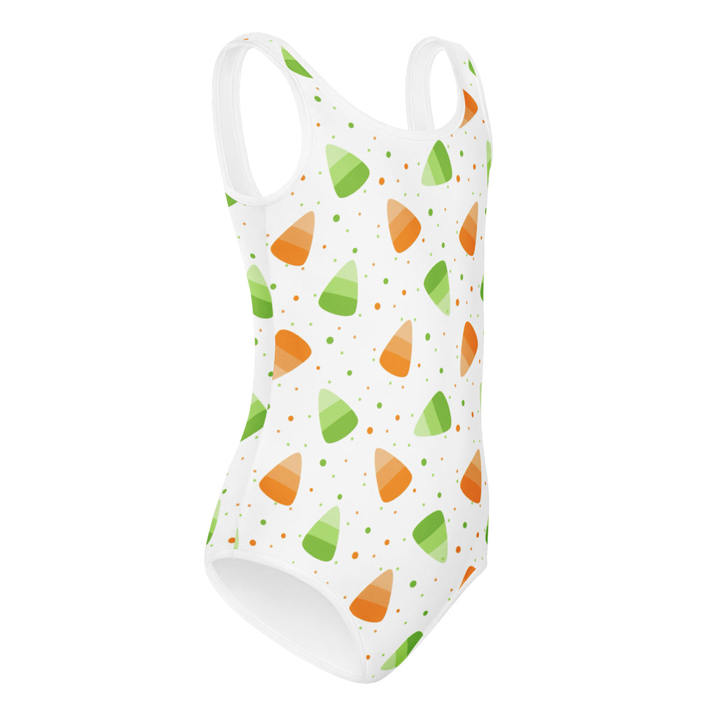 Girls Orange & Green Candy Corn Halloween Leotard – Buttery-Soft, Quick-Dry 4-Way Stretch Comfort for Dance & Gymnastics