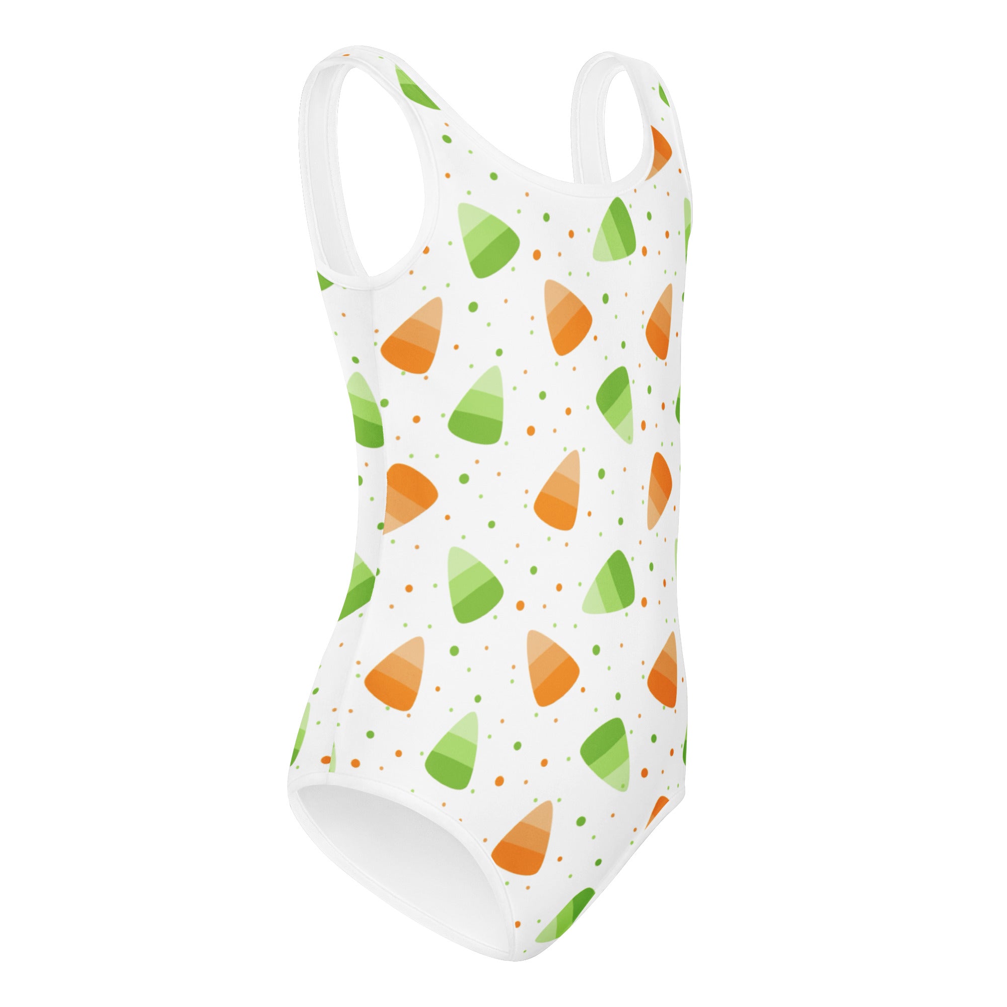 Girls Orange & Green Candy Corn Halloween Leotard – Buttery-Soft, Quick-Dry 4-Way Stretch Comfort for Dance & Gymnastics